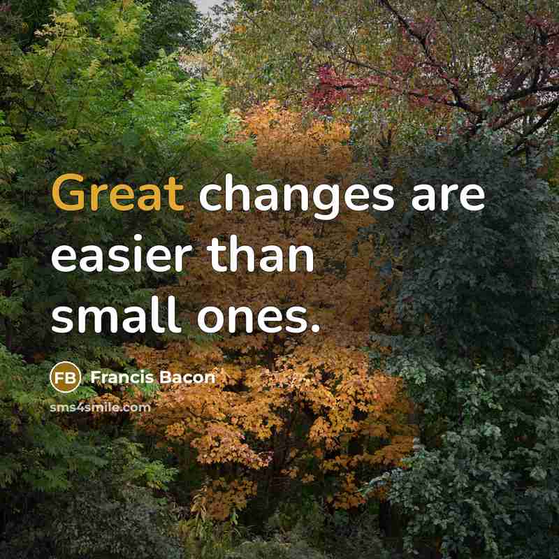 “Great changes are easier than small ones.” quote by Francis Bacon