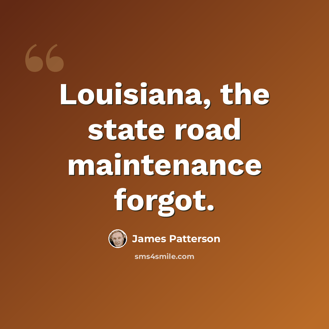 “Louisiana, the state road maintenance forgot.” quote by James Patterson
