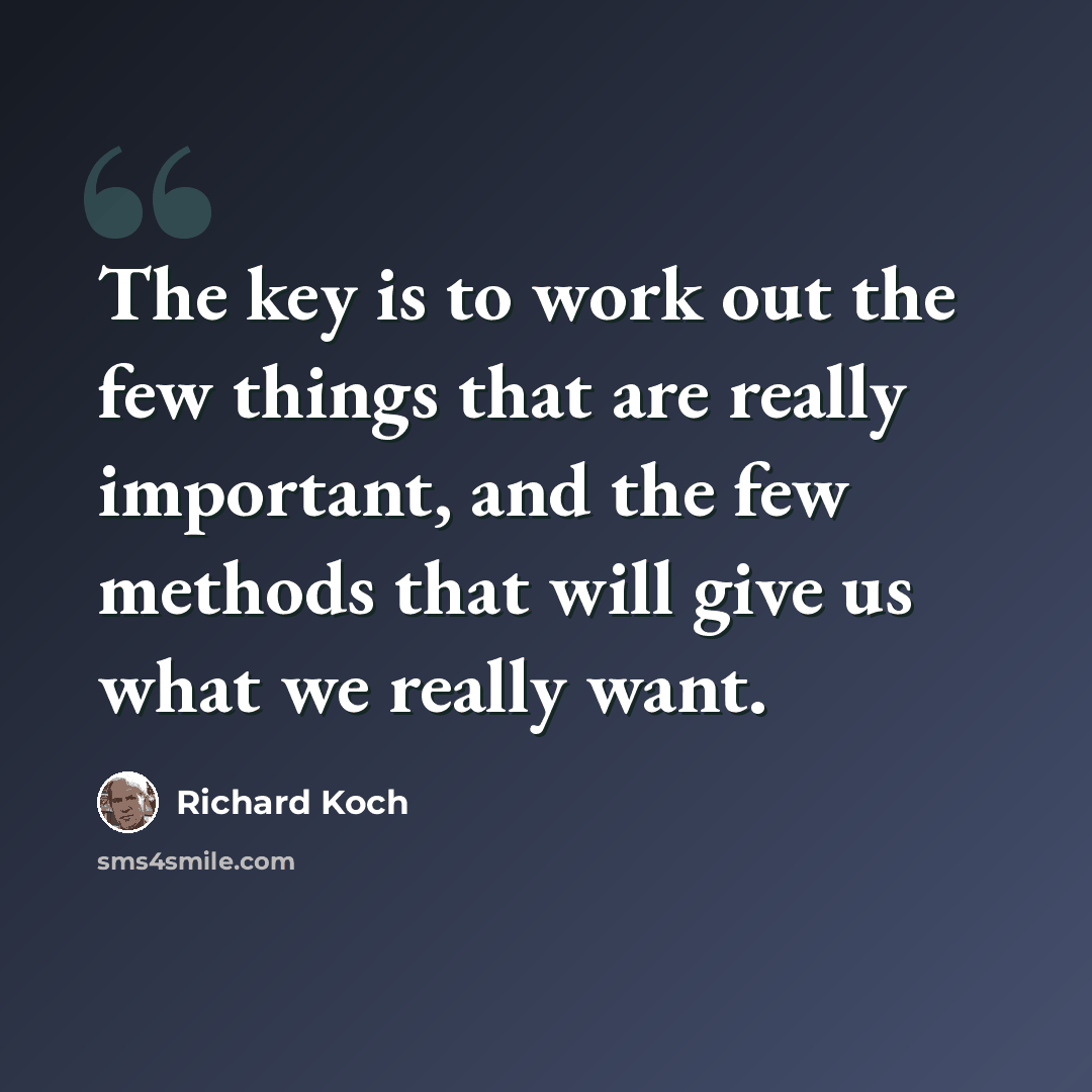 “The key is to work out the few things that are really important, and the few methods that will give us what we really want.” quote by Richard Koch