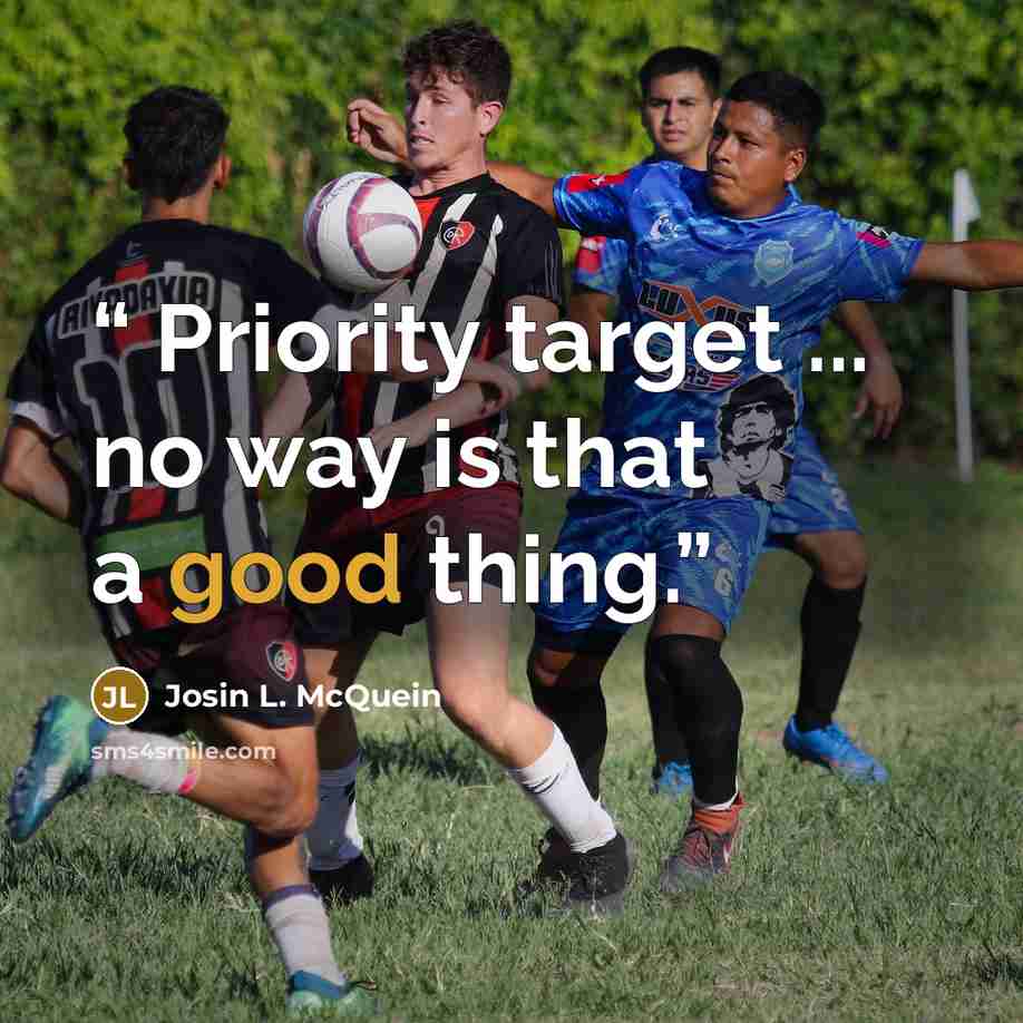 “Priority target ... no way is that a good thing.” quote by Josin L. McQuein