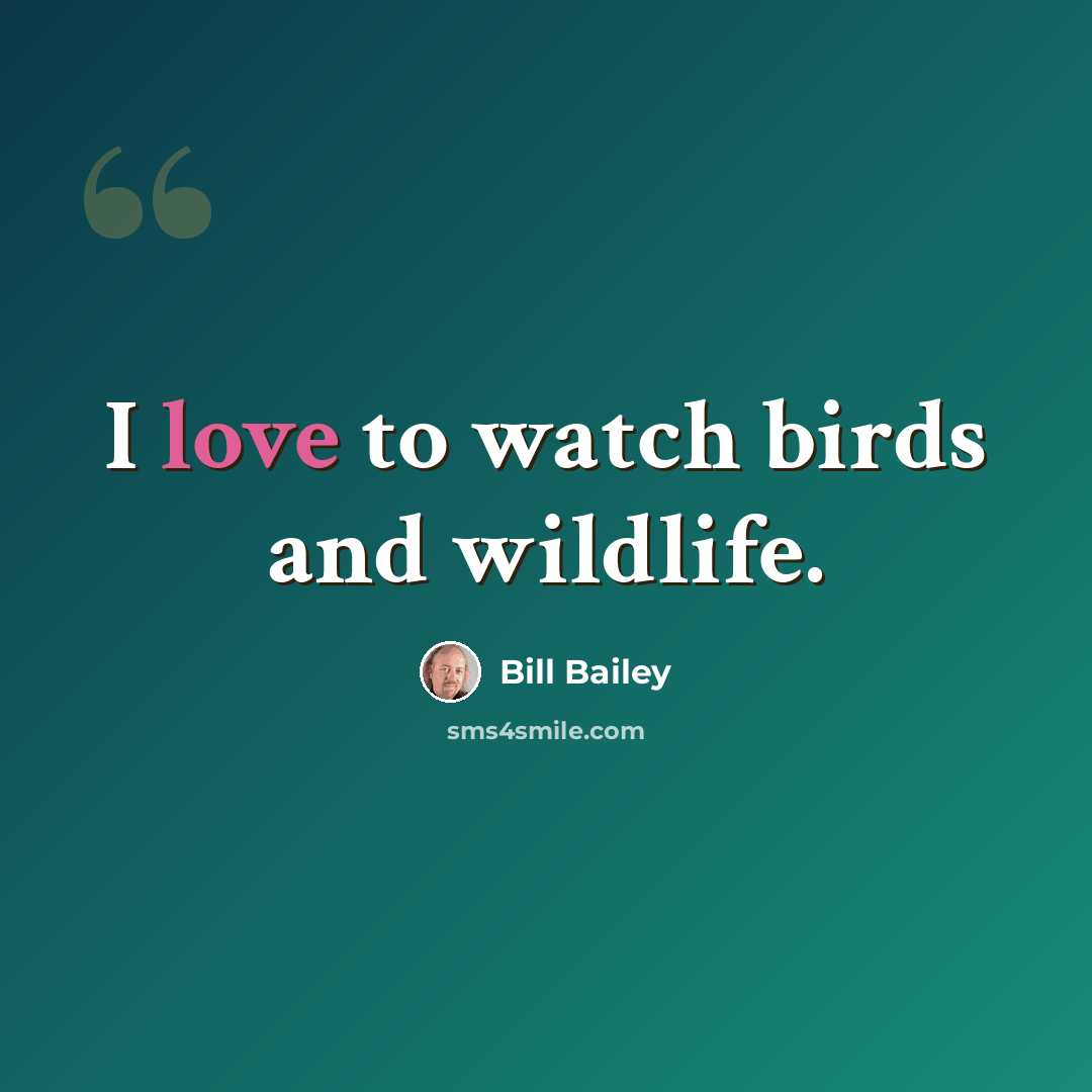 “I love to watch birds and wildlife.” quote by Bill Bailey