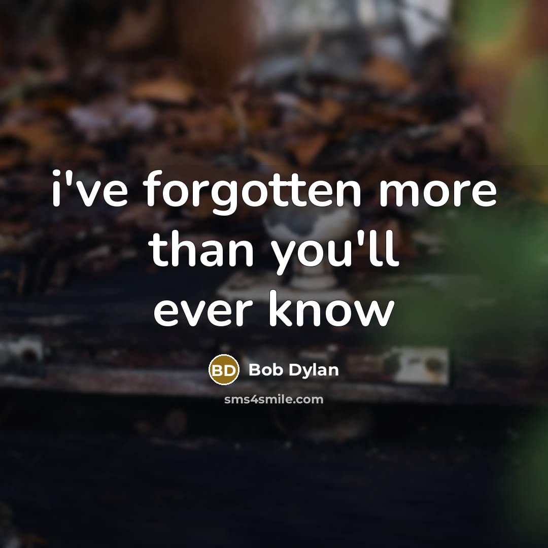 “i've forgotten more than you'll ever know” quote by Bob Dylan