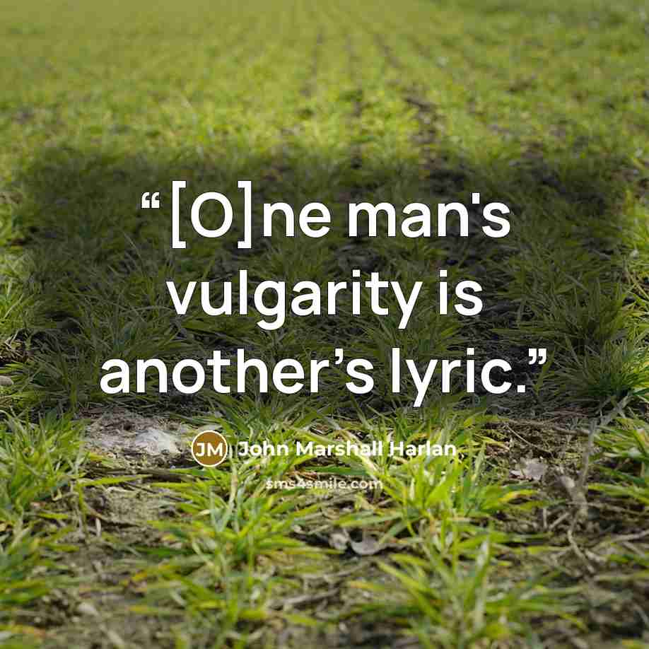 “[O]ne man's vulgarity is another's lyric.” quote by John Marshall Harlan