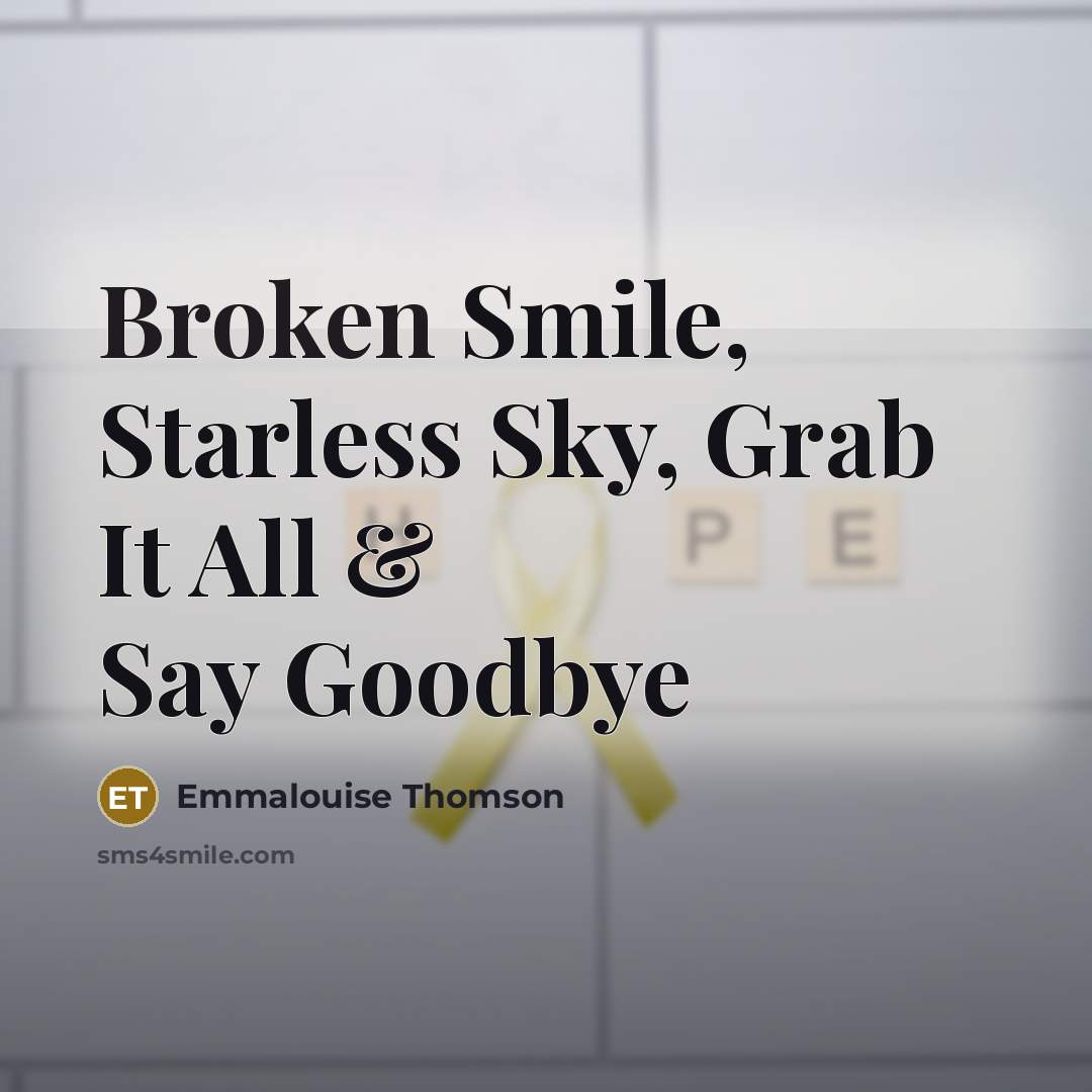“Broken Smile, Starless Sky, Grab It All & Say Goodbye” quote by Emmalouise Thomson