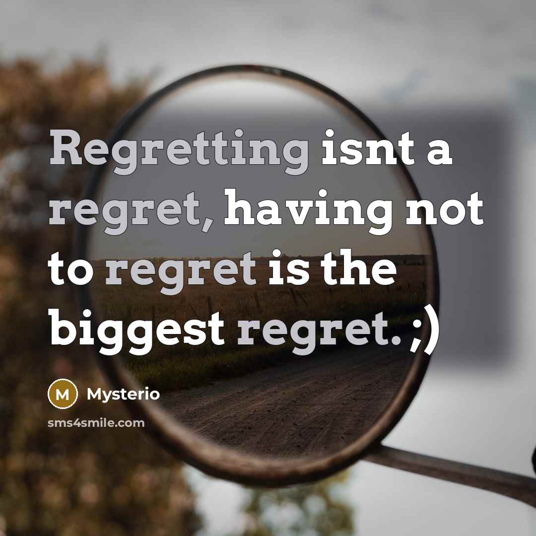 “Regretting isnt a regret, having not to regret is the biggest regret. ;)” quote by Mysterio