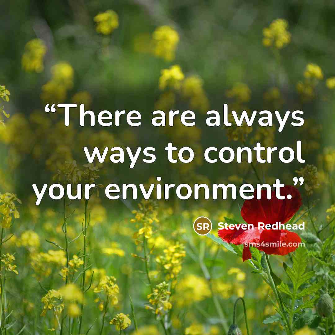 “There are always ways to control your environment.” quote by Steven Redhead