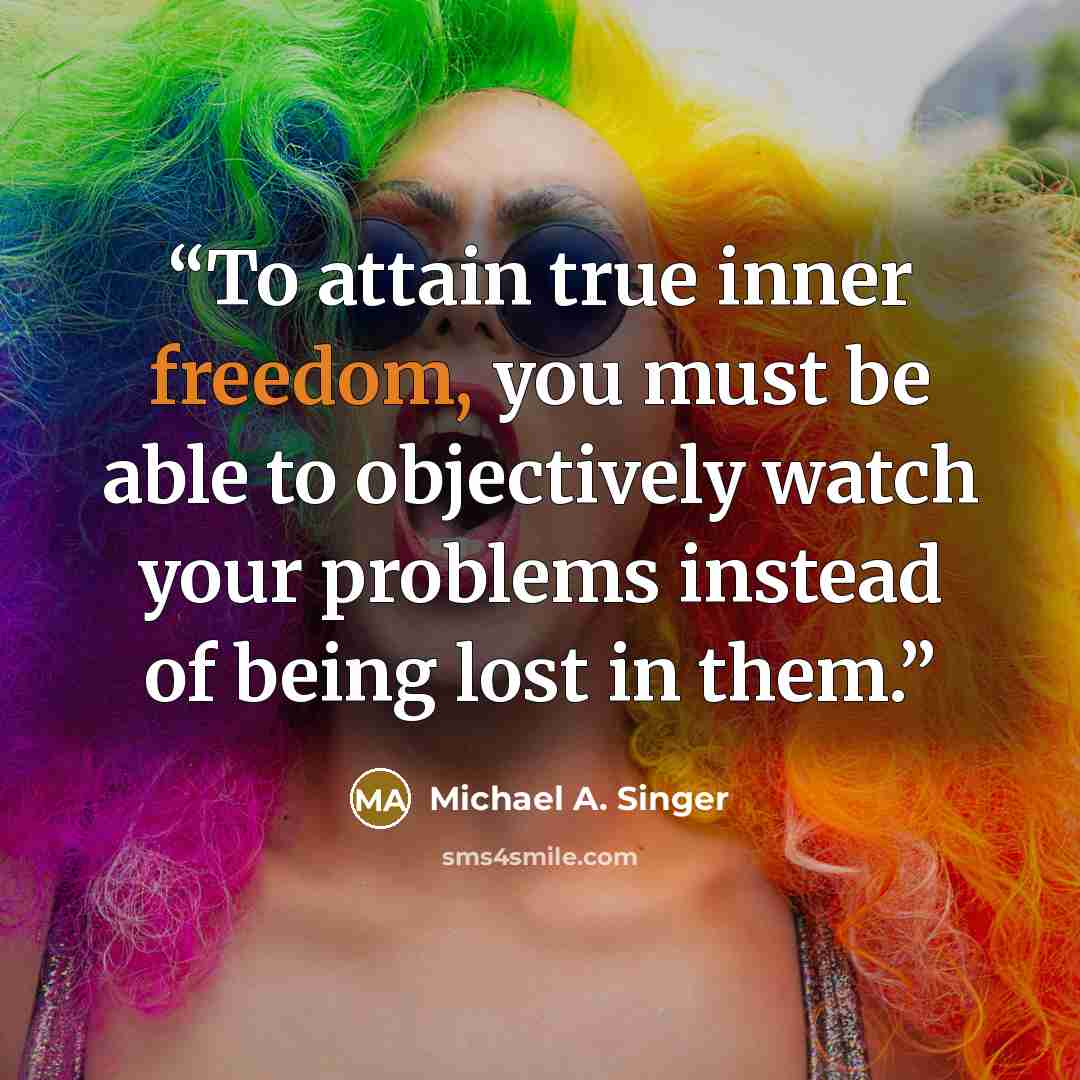 “To attain true inner freedom, you must be able to objectively watch your problems instead of being lost in them.” quote by Michael A. Singer