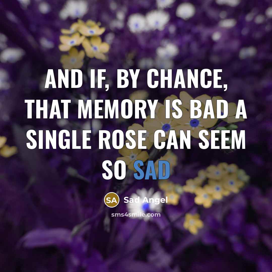 “And if, by chance, that memory is bad A single rose Can seem so sad” quote by Sad Angel
