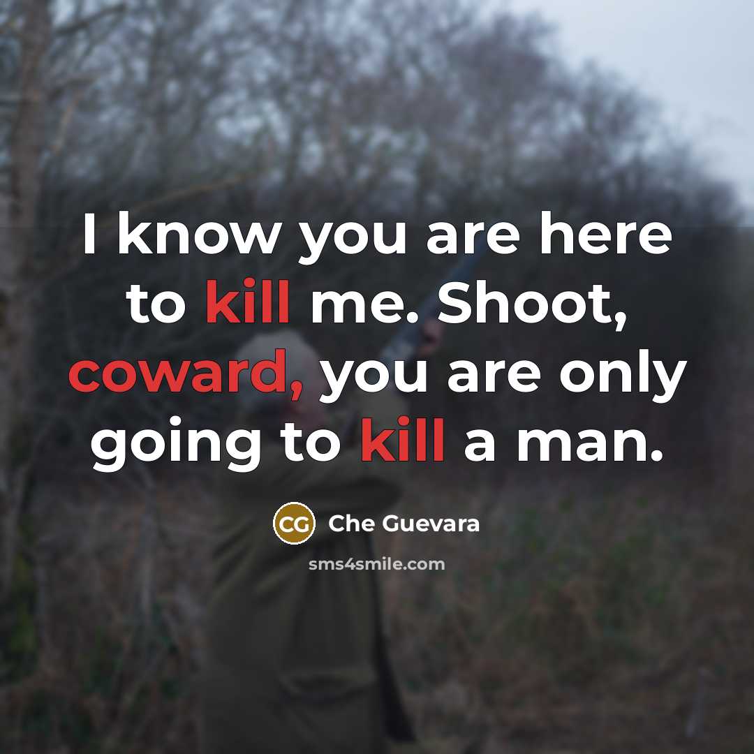 “I know you are here to kill me. Shoot, coward, you are only going to kill a man.” quote by Che Guevara