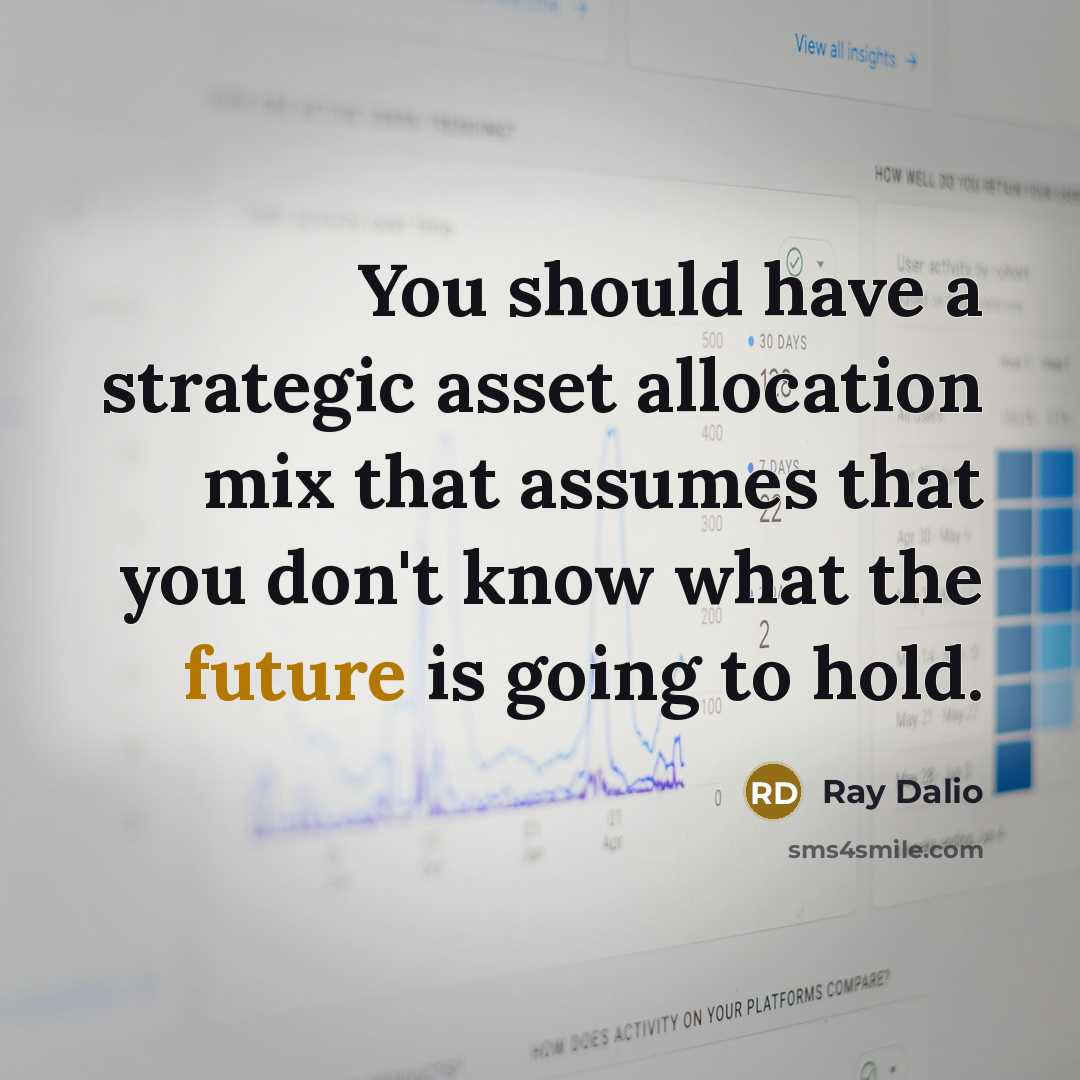 “You should have a strategic asset allocation mix that assumes that you don't know what the future is going to hold.” quote by Ray Dalio