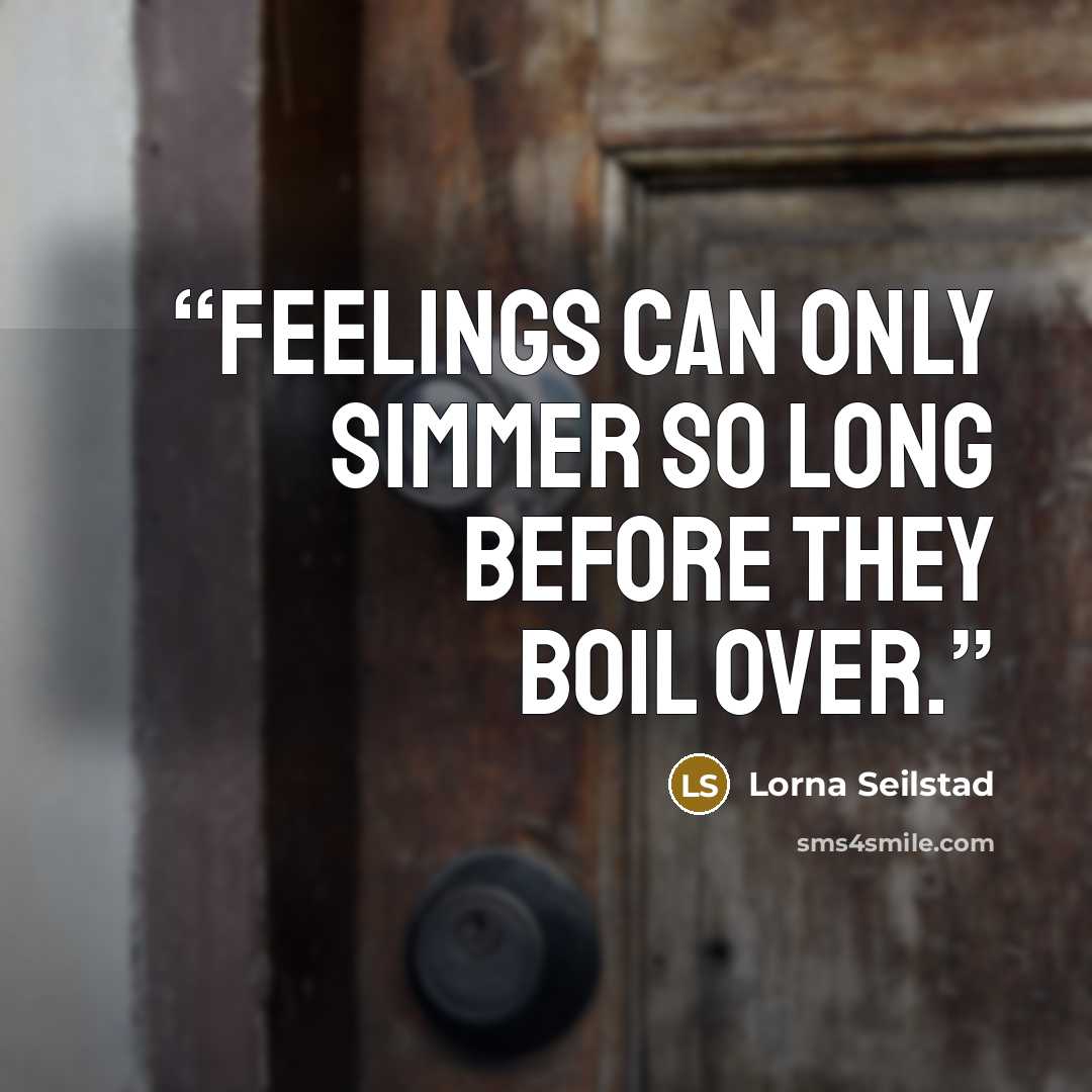 “Feelings can only simmer so long before they boil over.” quote by Lorna Seilstad