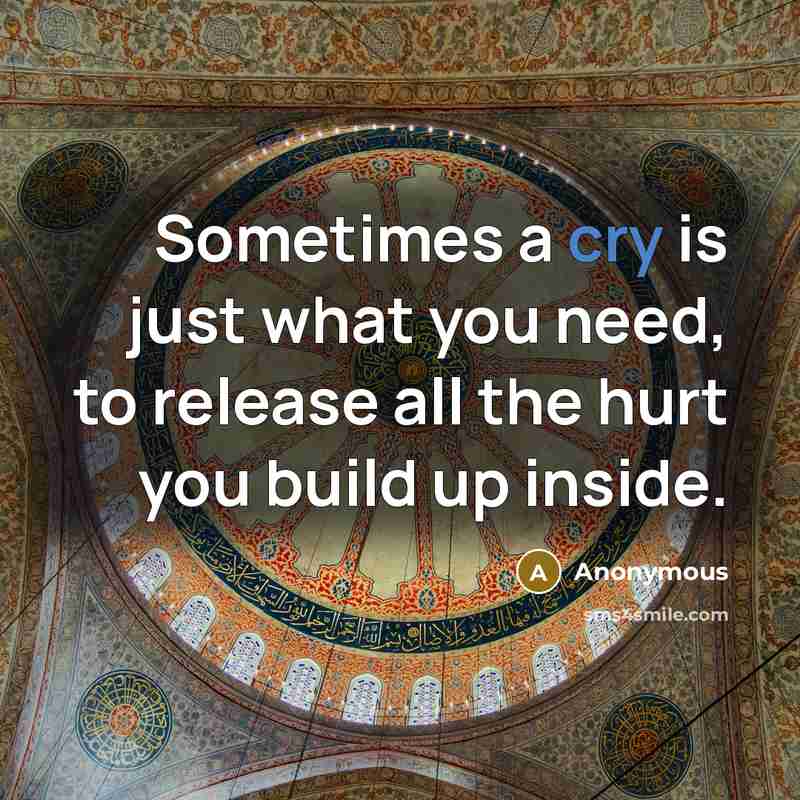 “Sometimes a cry is just what you need, to release all the hurt you build up inside.” quote by Anonymous