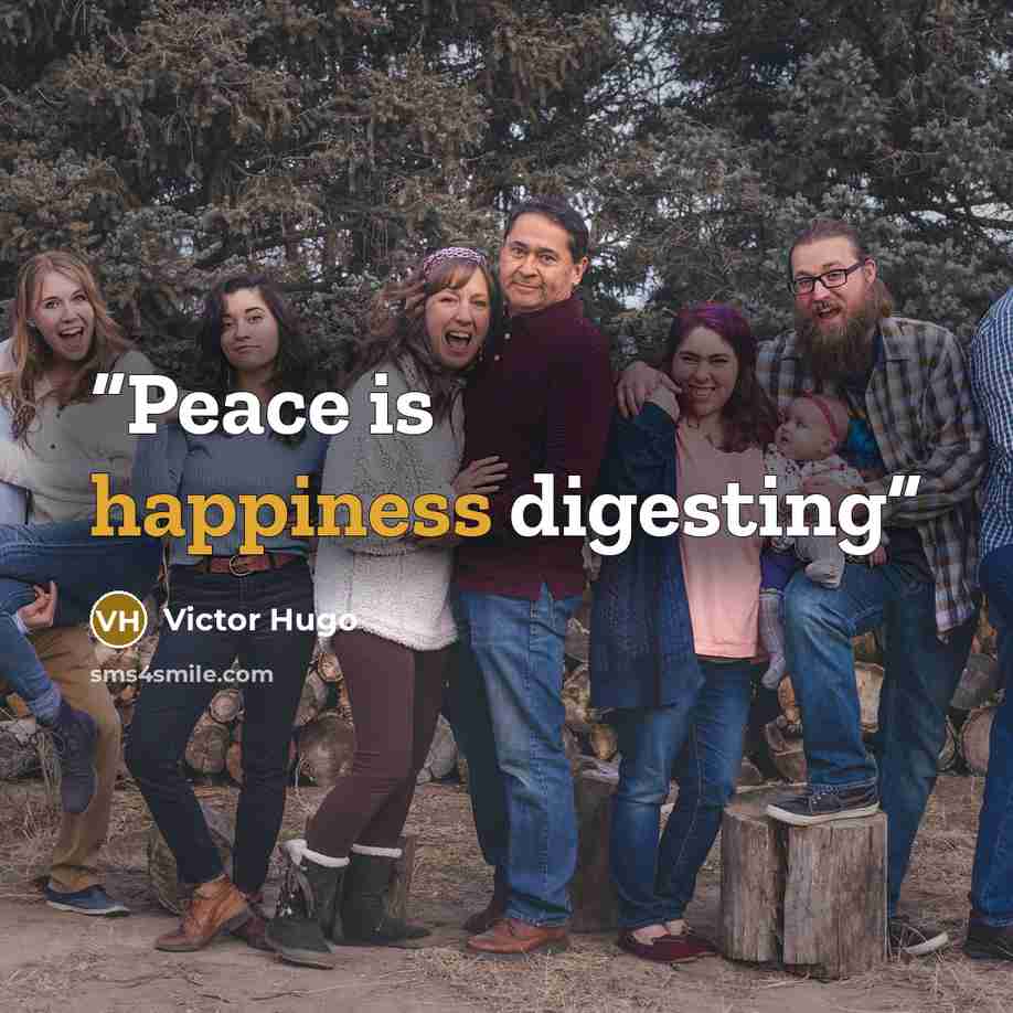 “Peace is happiness digesting” quote by Victor Hugo