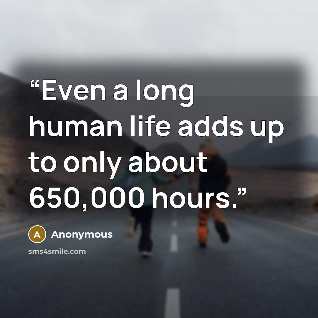 “Even a long human life adds up to only about 650,000 hours.” quote by Anonymous