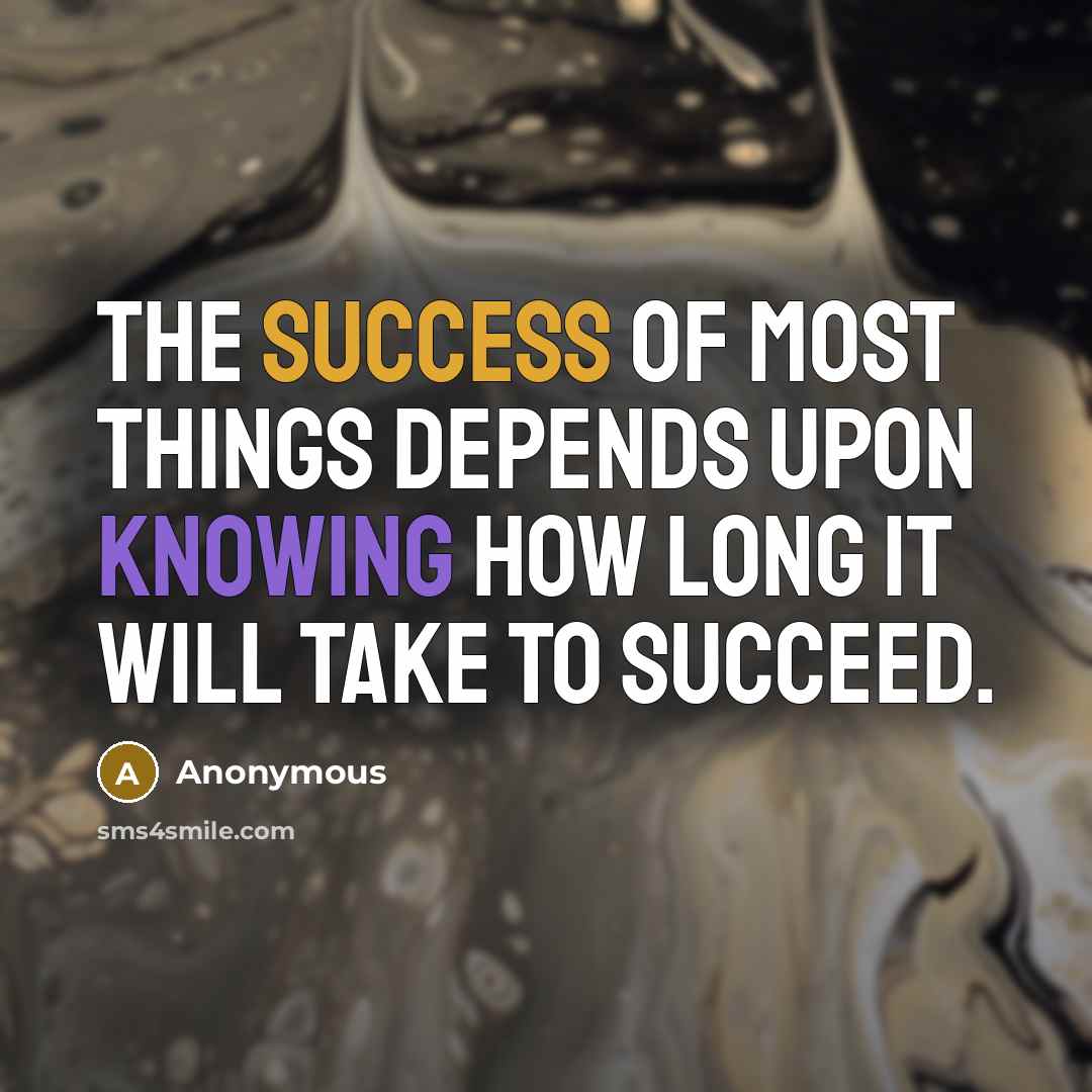 “The success of most things depends upon knowing how long it will take to succeed.” quote by Anonymous