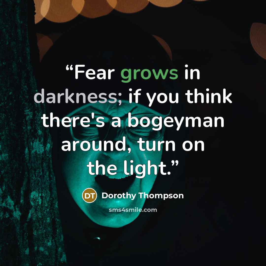 “Fear grows in darkness; if you think there's a bogeyman around, turn on the light.” quote by DOROTHY THOMPSON