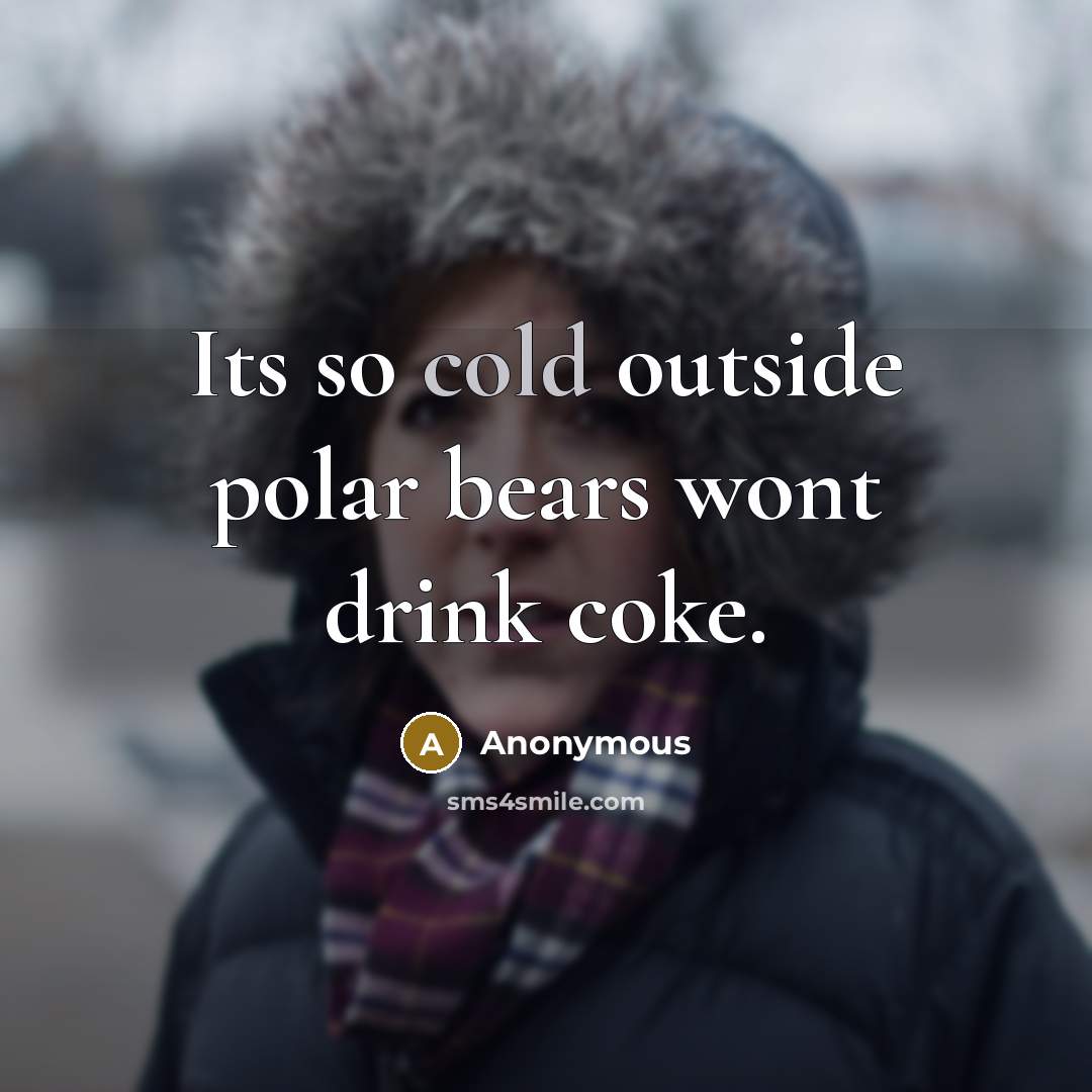 “Its so cold outside polar bears wont drink coke.” quote by Anonymous