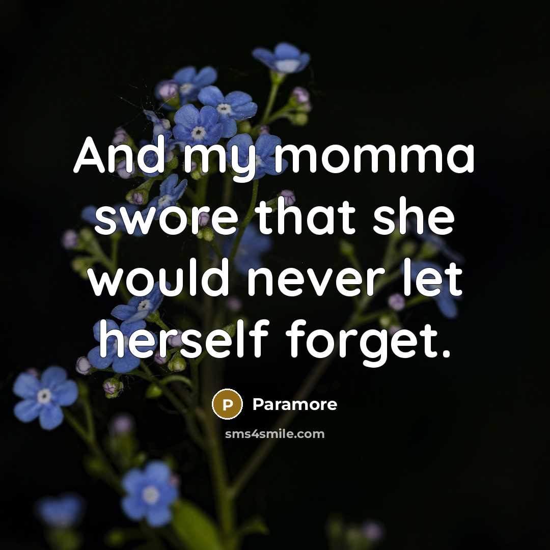 “And my momma swore that she would never let herself forget.” quote by Paramore