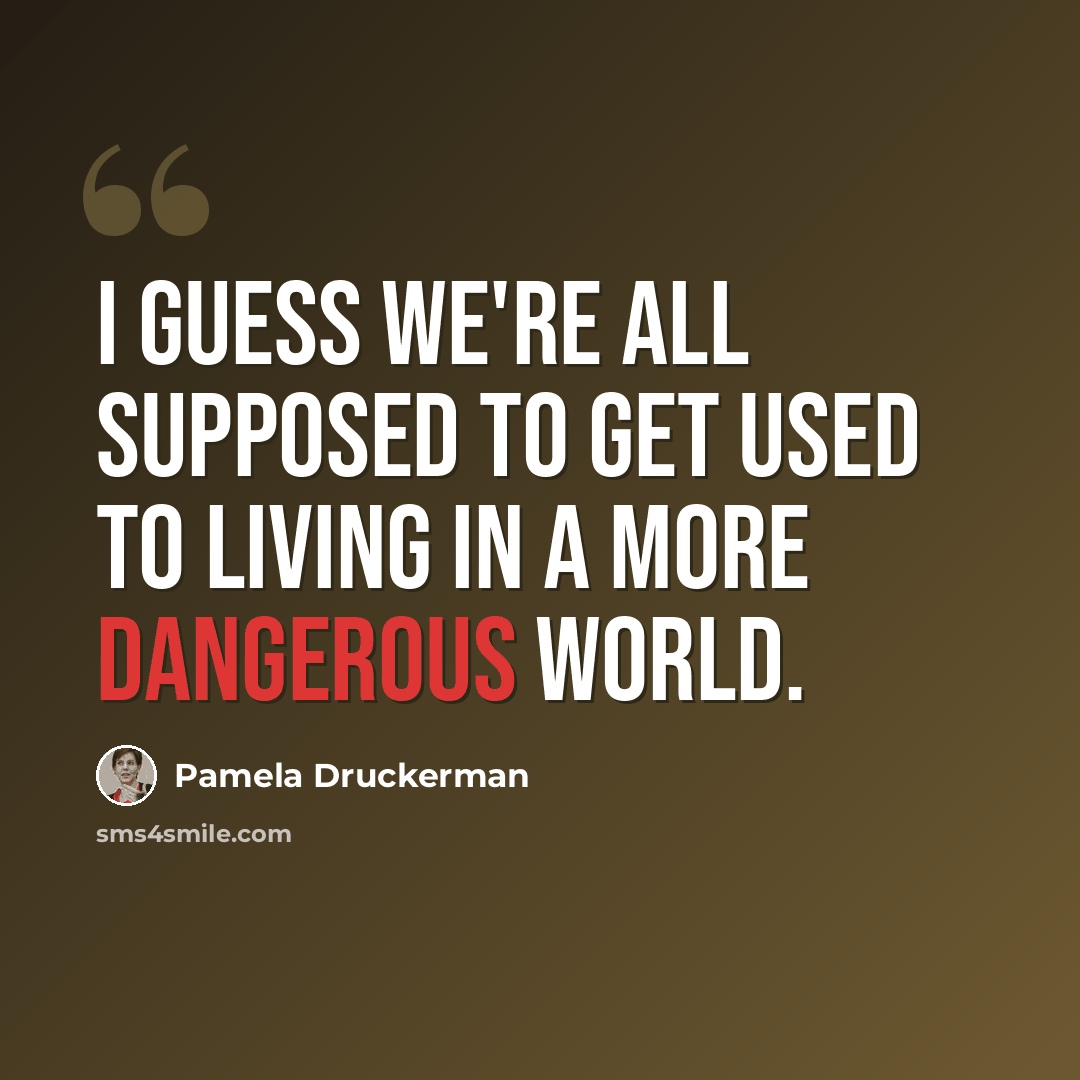 “I guess we're all supposed to get used to living in a more dangerous world.” quote by Pamela Druckerman