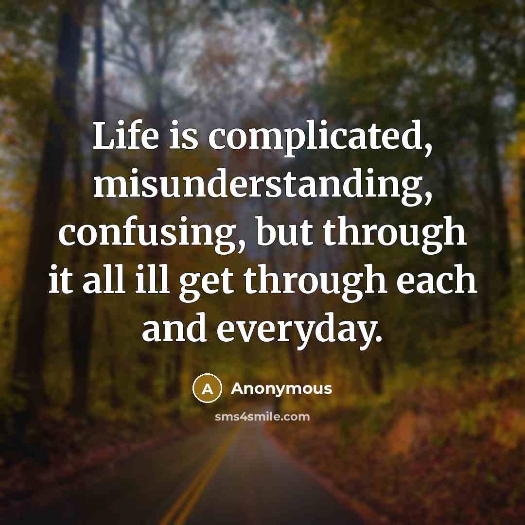 “Life is complicated, misunderstanding, confusing, but through it all ill get through each and everyday.” quote by Anonymous
