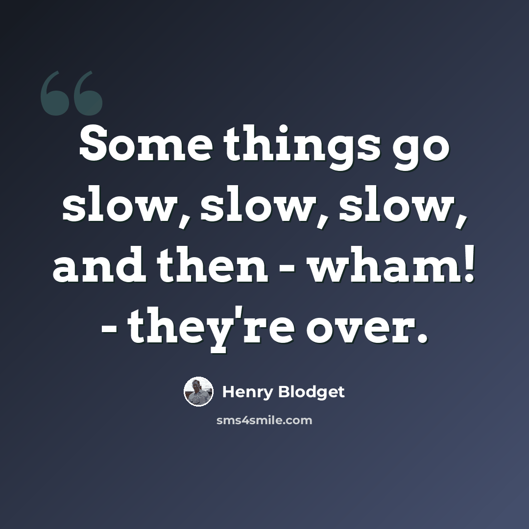 “Some things go slow, slow, slow, and then - wham! - they're over.” quote by Henry Blodget