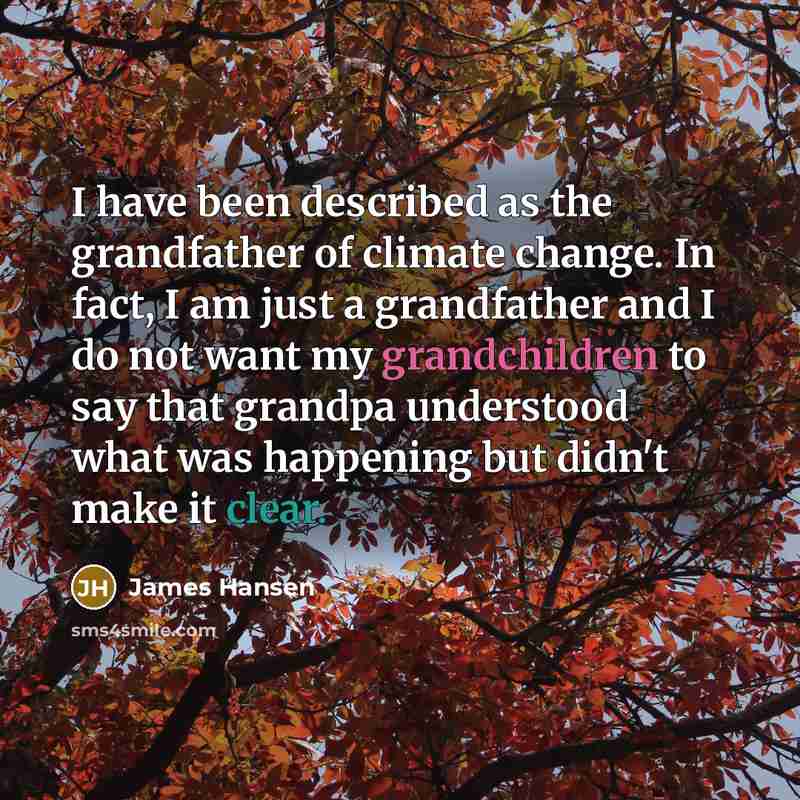“I have been described as the grandfather of climate change. In fact, I am just a grandfather and I do not want my grandchildren to say that grandpa understood what was happening but didn't make it clear.” quote by James Hansen