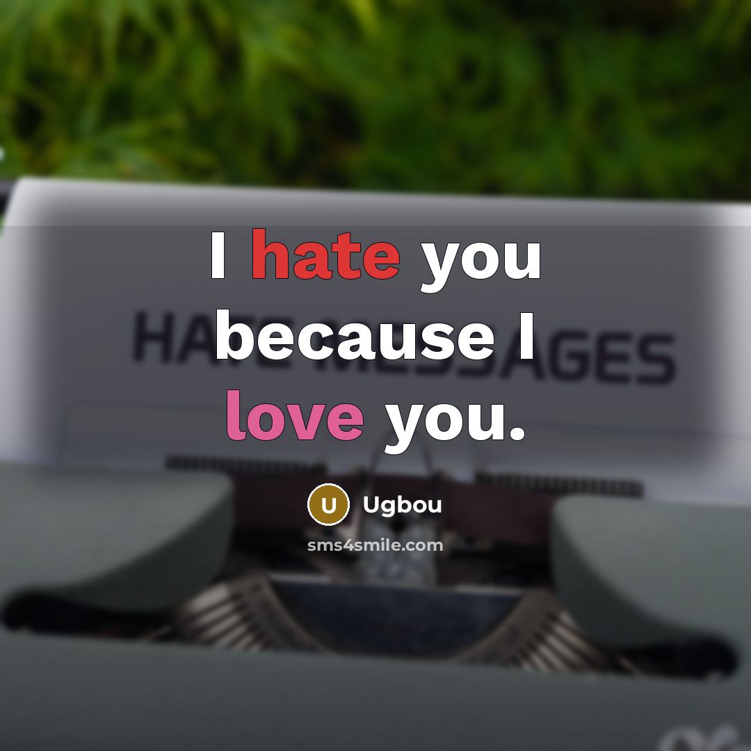 “I hate you because I love you.” quote by Ugbou