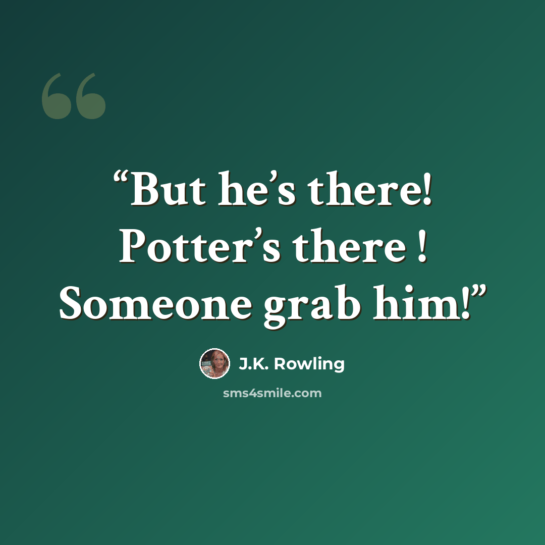 “But he’s there! Potter’s there ! Someone grab him!” quote by J.K. Rowling
