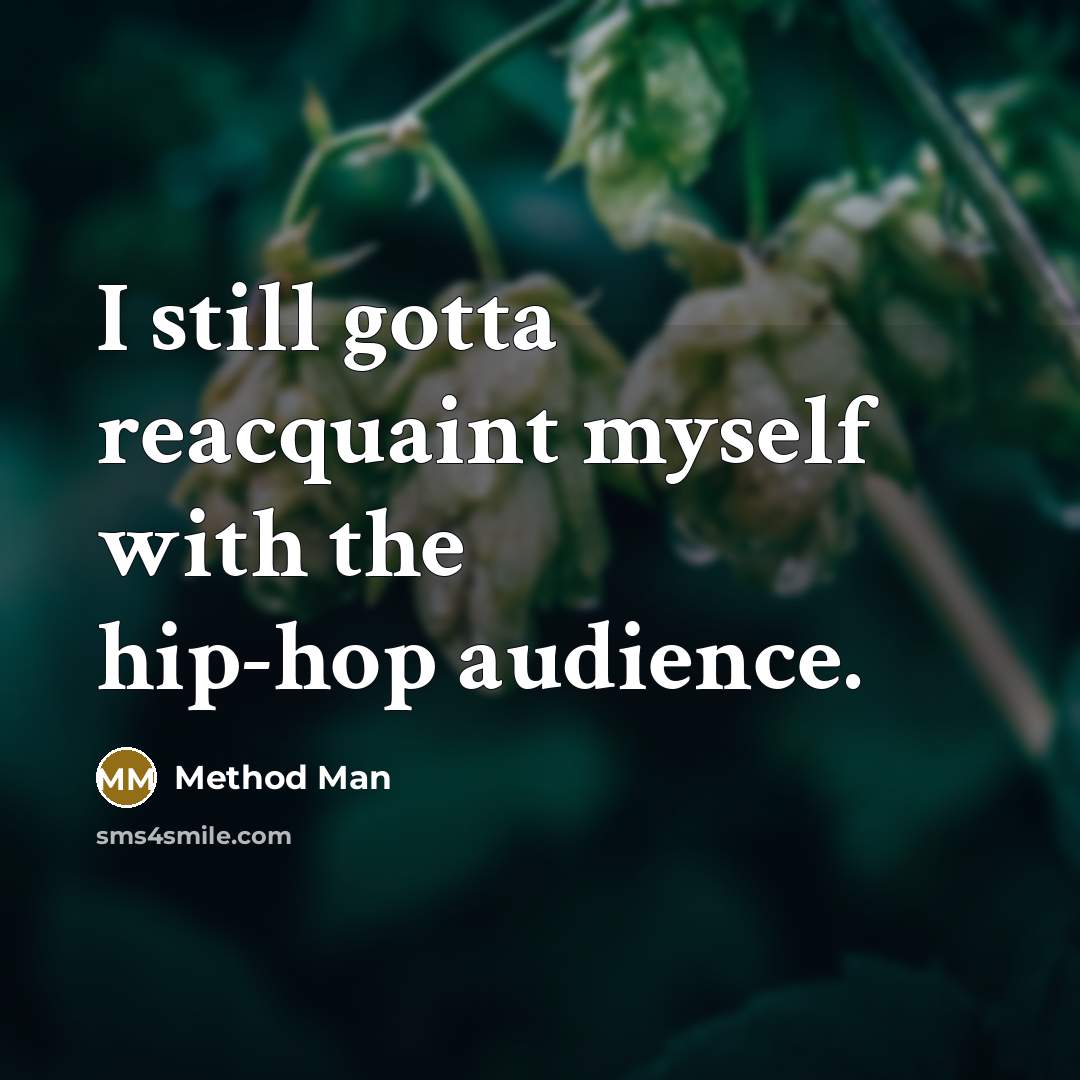 “I still gotta reacquaint myself with the hip-hop audience.” quote by Method Man