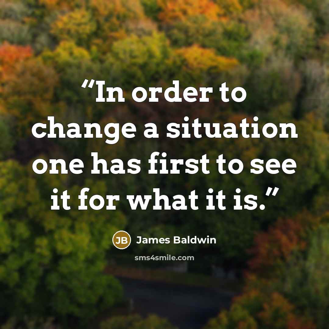 “In order to change a situation one has first to see it for what it is.” quote by James Baldwin
