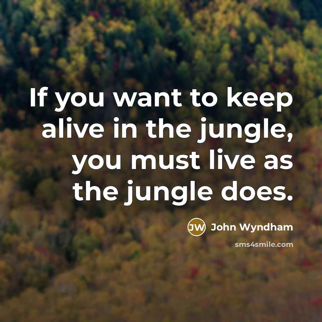 “If you want to keep alive in the jungle, you must live as the jungle does.” quote by John Wyndham