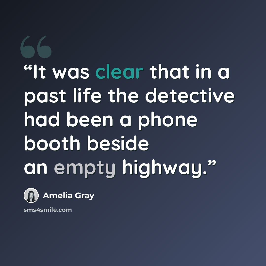 “It was clear that in a past life the detective had been a phone booth beside an empty highway.” quote by Amelia Gray