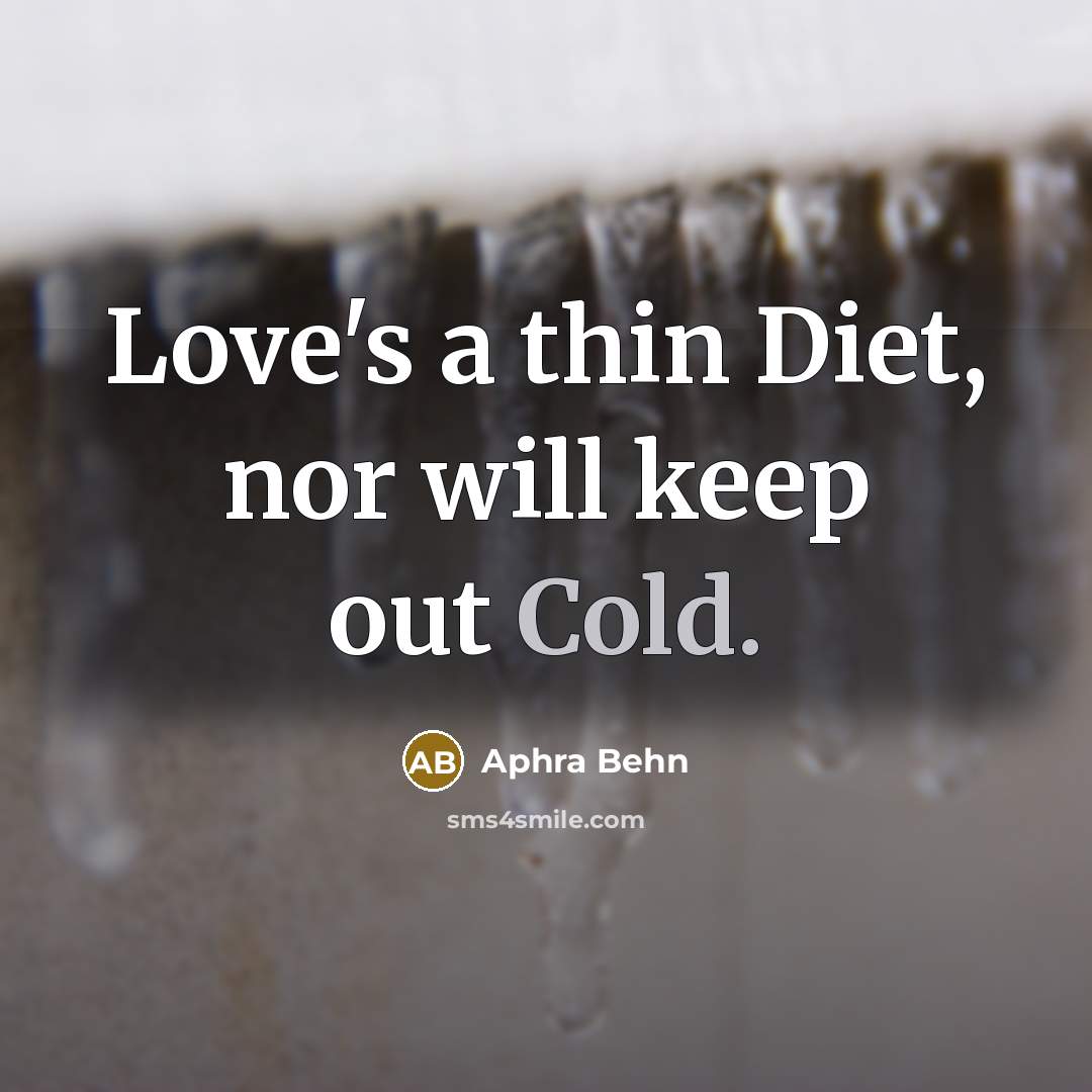 “Love's a thin Diet, nor will keep out Cold.” quote by Aphra Behn