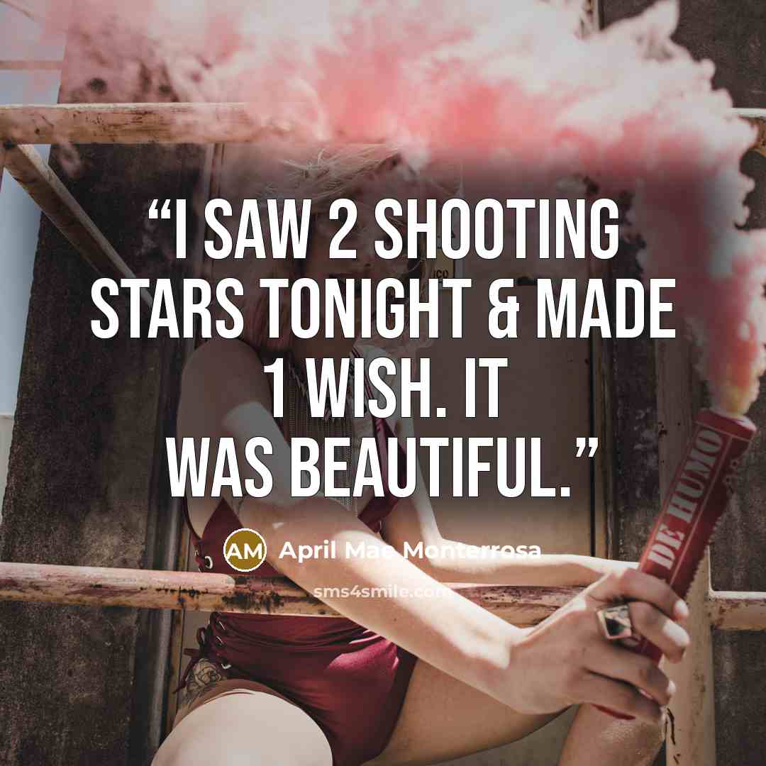 “I saw 2 shooting stars tonight & made 1 wish. It was beautiful.” quote by April Mae Monterrosa