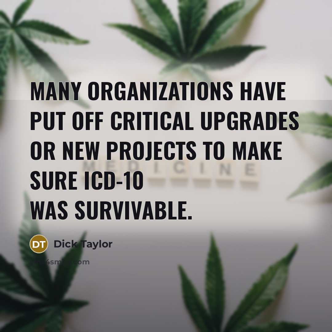 “Many organizations have put off critical upgrades or new projects to make sure ICD-10 was survivable.” quote by Dick Taylor