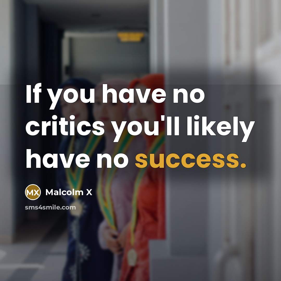 “If you have no critics you'll likely have no success.” quote by Malcolm X