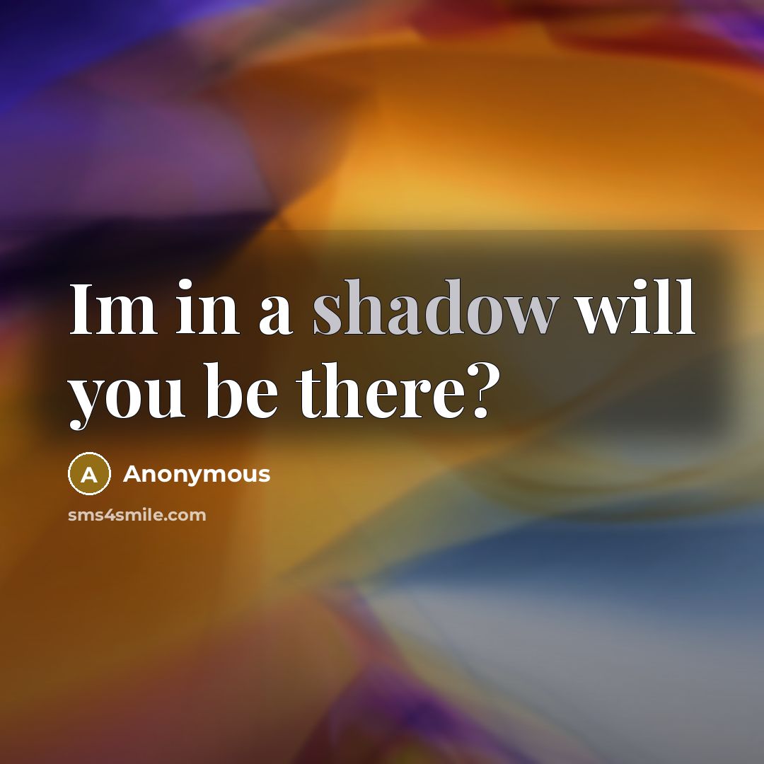 “Im in a shadow will you be there?” quote by Anonymous