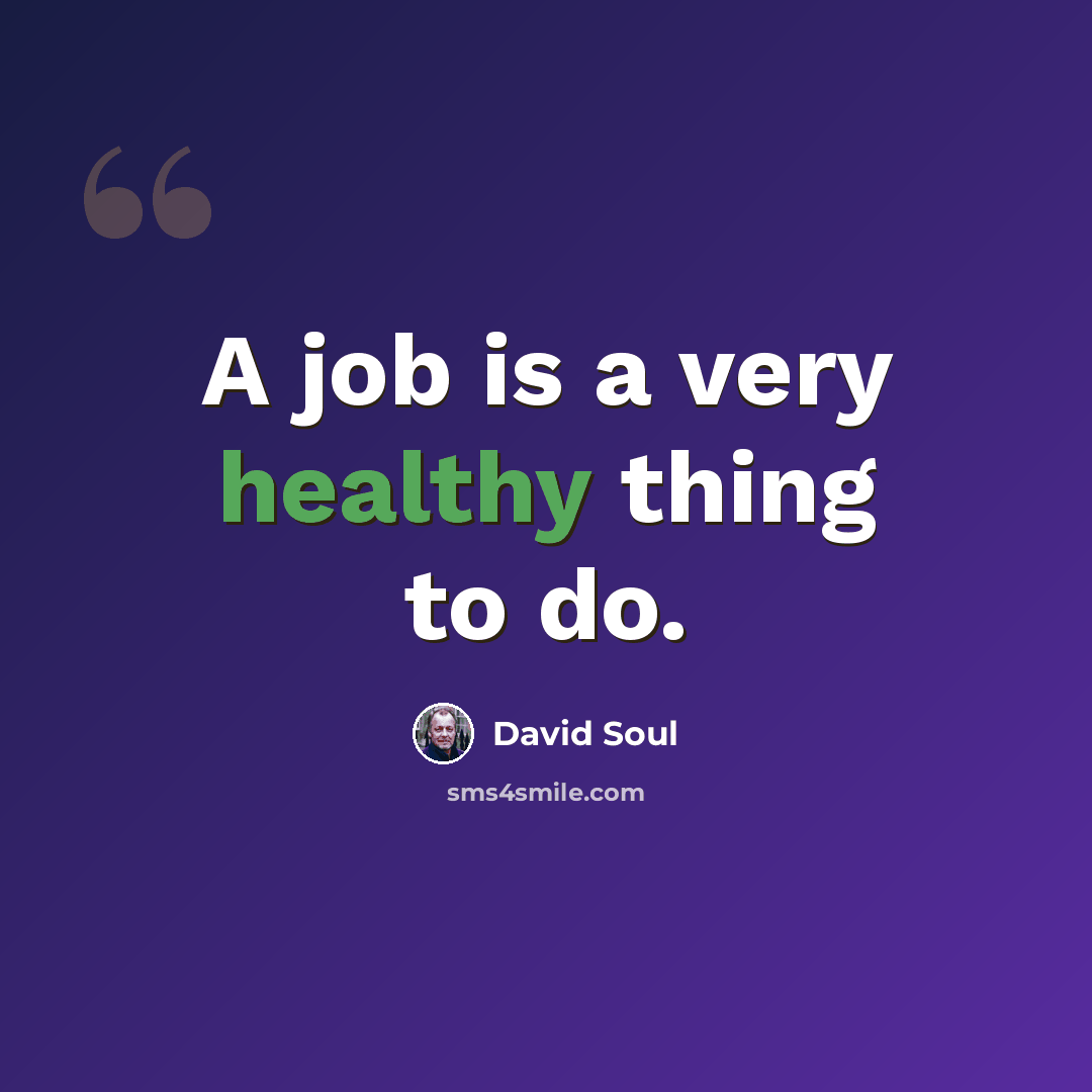 “A job is a very healthy thing to do.” quote by David Soul