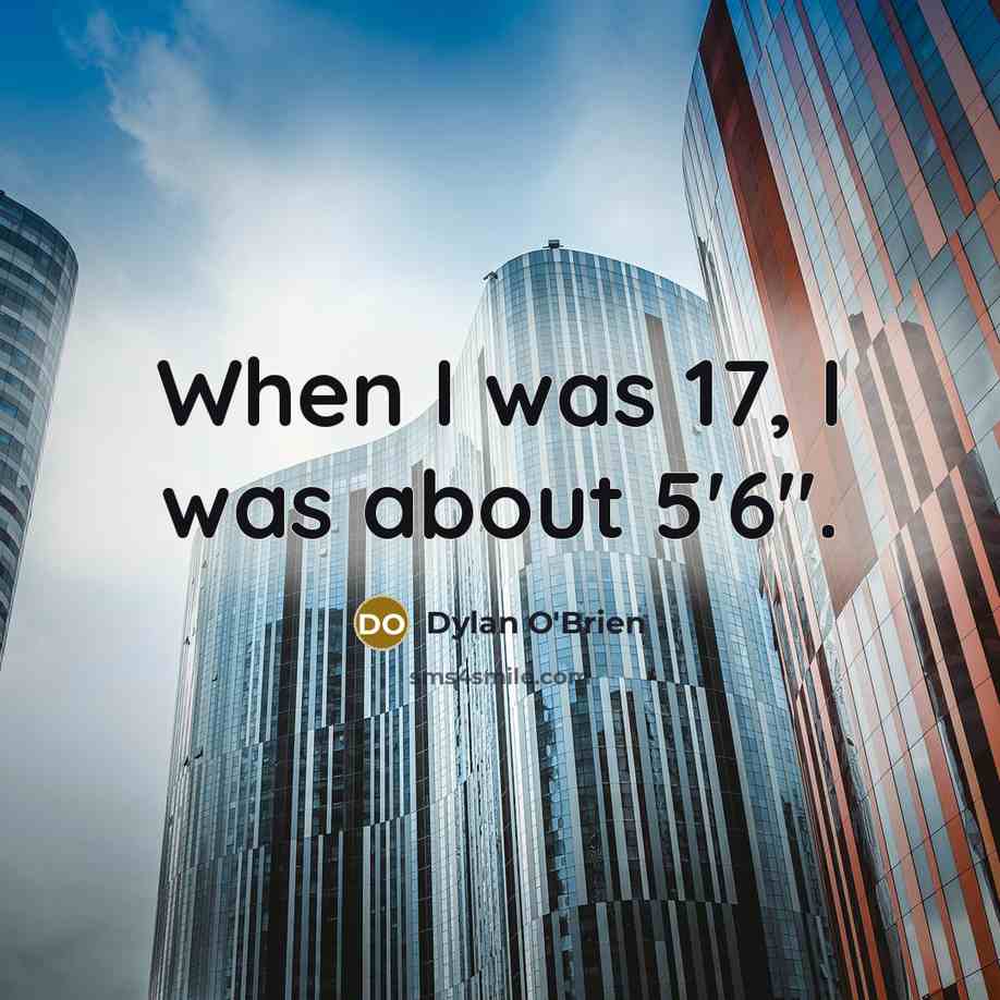“When I was 17, I was about 5'6''.” quote by Dylan O'Brien