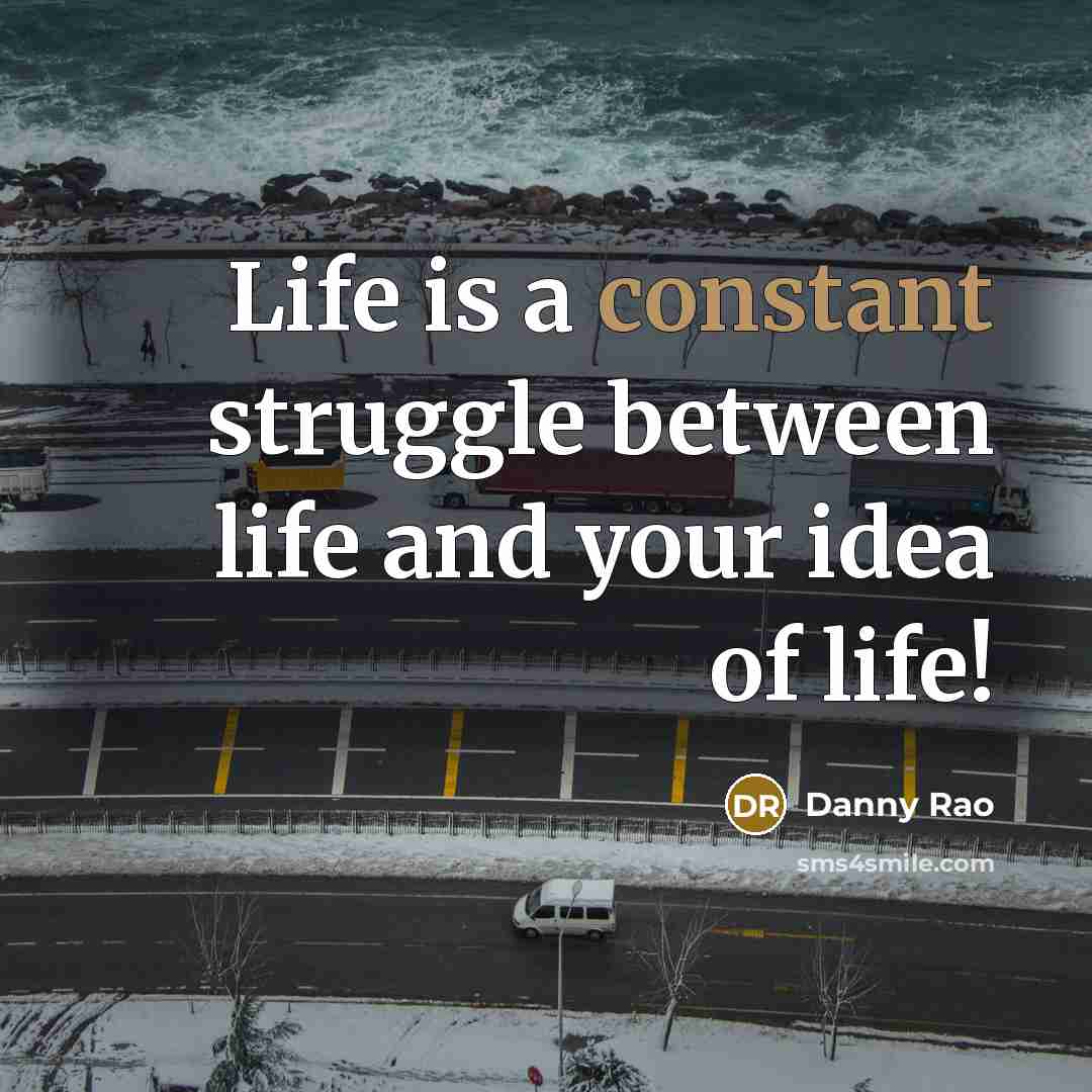 “Life is a constant struggle between life and your idea of life!” quote by Danny Rao