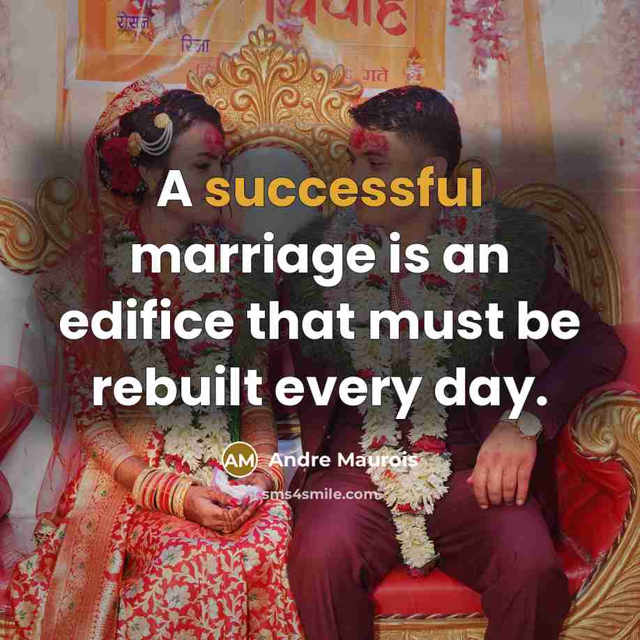 “A successful marriage is an edifice that must be rebuilt every day.” quote by Andre Maurois