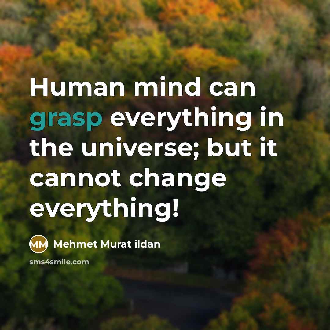 “Human mind can grasp everything in the universe; but it cannot change everything!” quote by Mehmet Murat Ildan