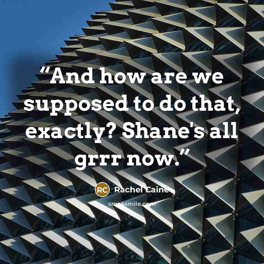 “And how are we supposed to do that, exactly? Shane's all grrr now.” quote by Rachel Caine