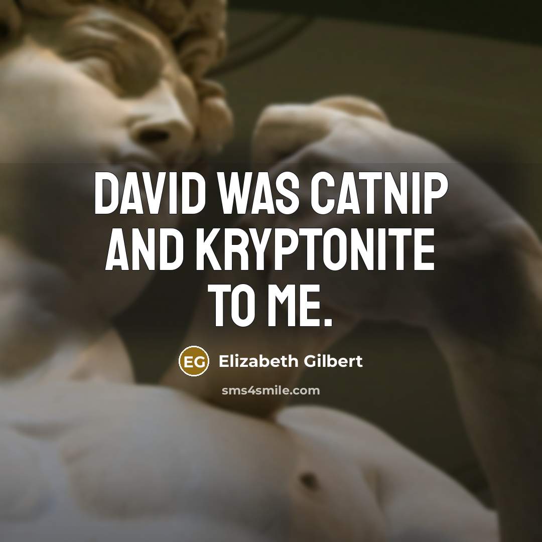 “David was catnip and kryptonite to me.” quote by Elizabeth Gilbert