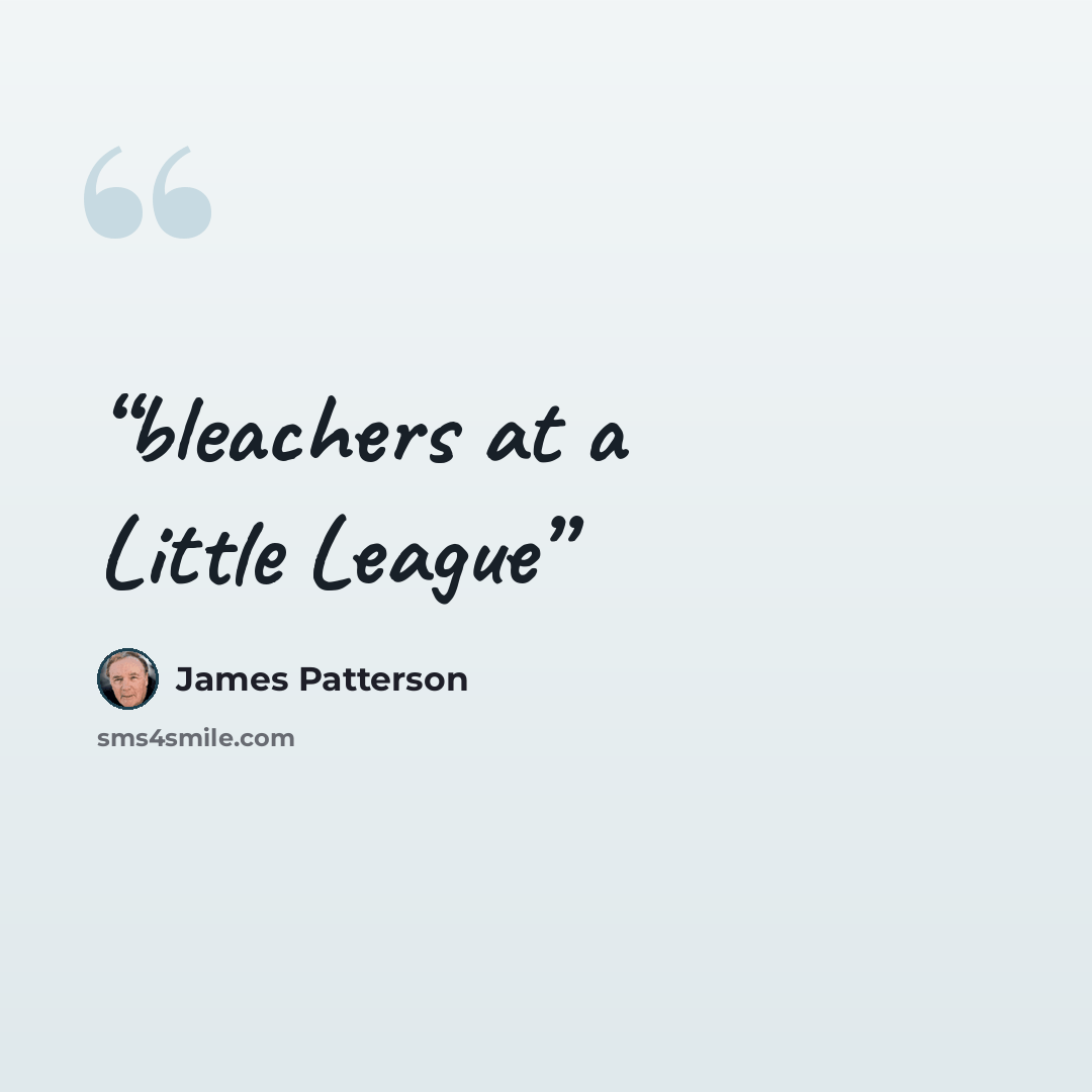“bleachers at a Little League” quote by James Patterson
