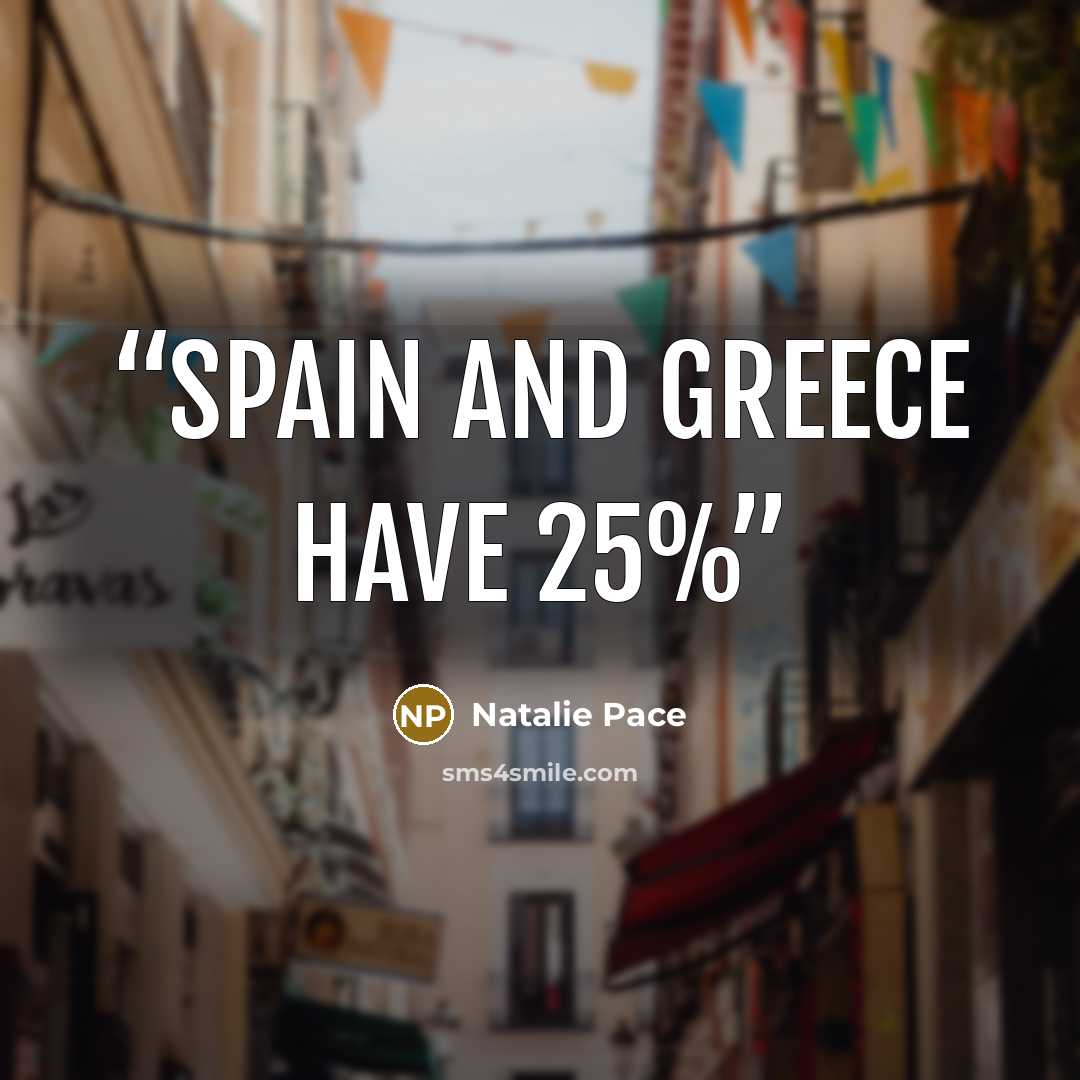 “Spain and Greece have 25%” quote by Natalie Pace