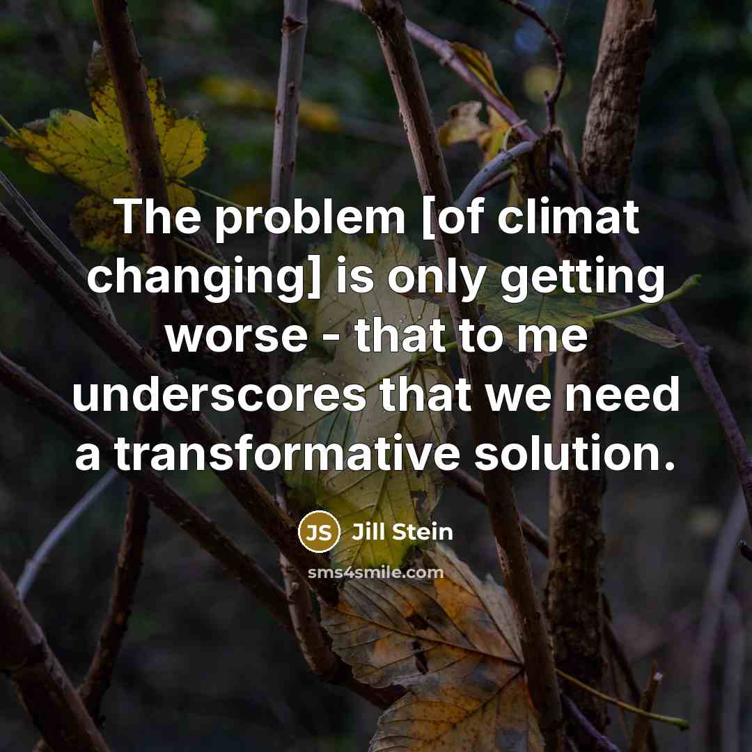 “The problem [of climat changing] is only getting worse - that to me underscores that we need a transformative solution.” quote by Jill Stein