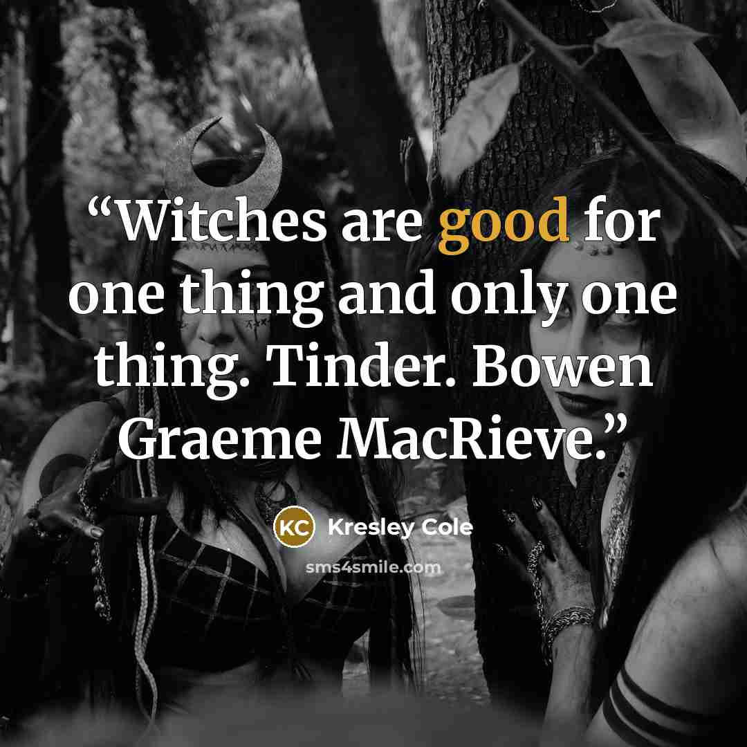 “Witches are good for one thing and only one thing. Tinder. Bowen Graeme MacRieve.” quote by Kresley Cole