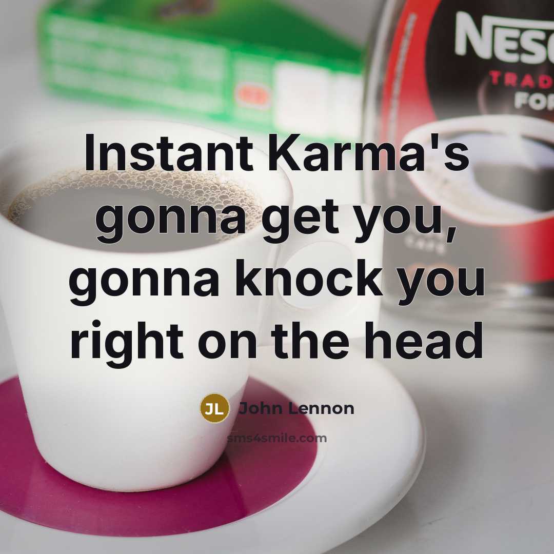 “Instant Karma's gonna get you, gonna knock you right on the head” quote by John Lennon