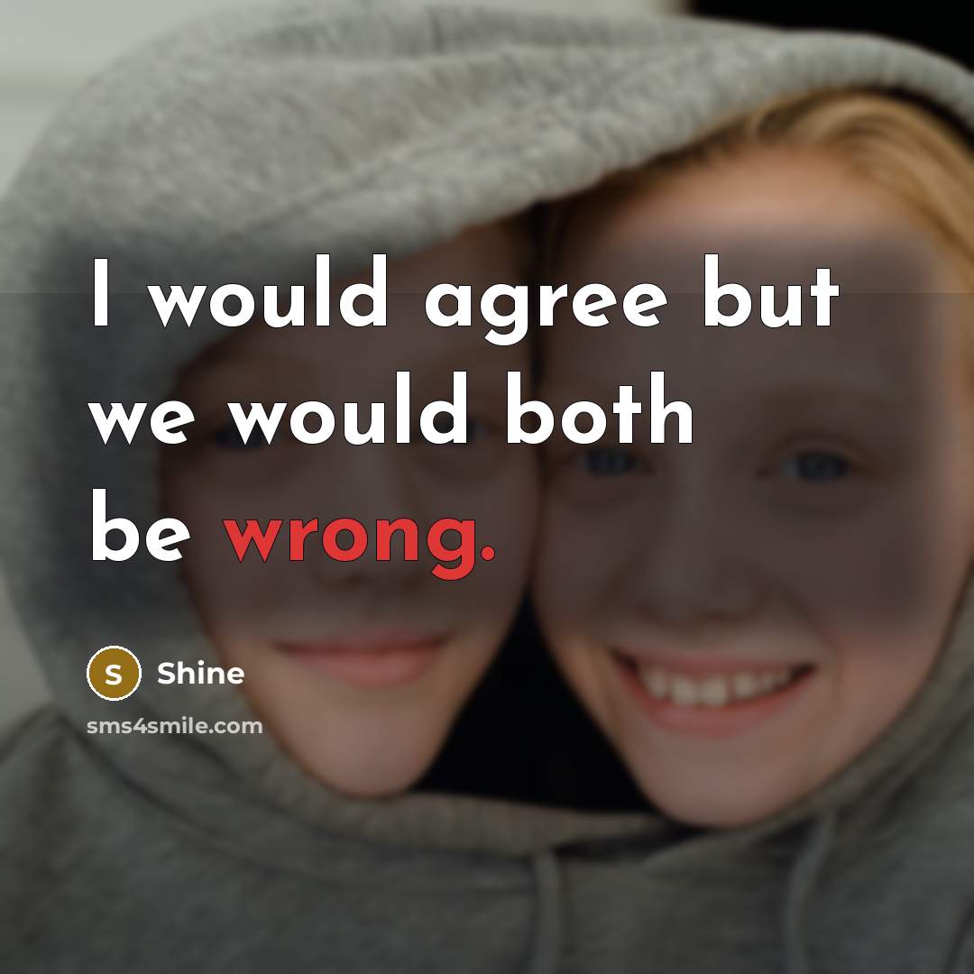 “I would agree but we would both be wrong.” quote by Shine
